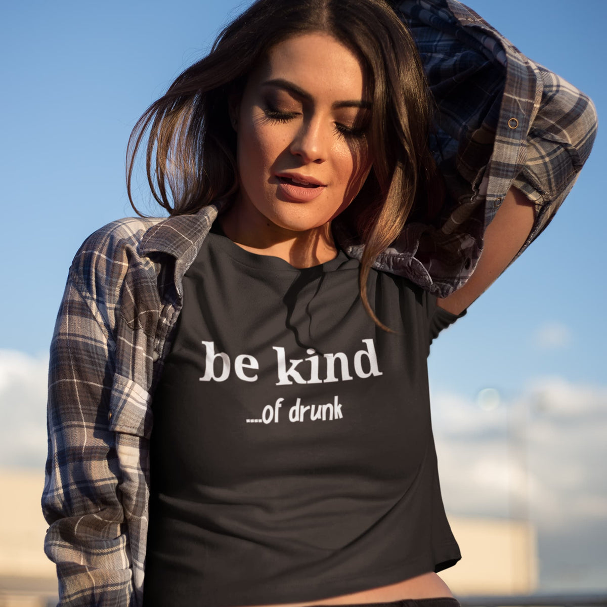 Be Kind (of drunk) Black Crop