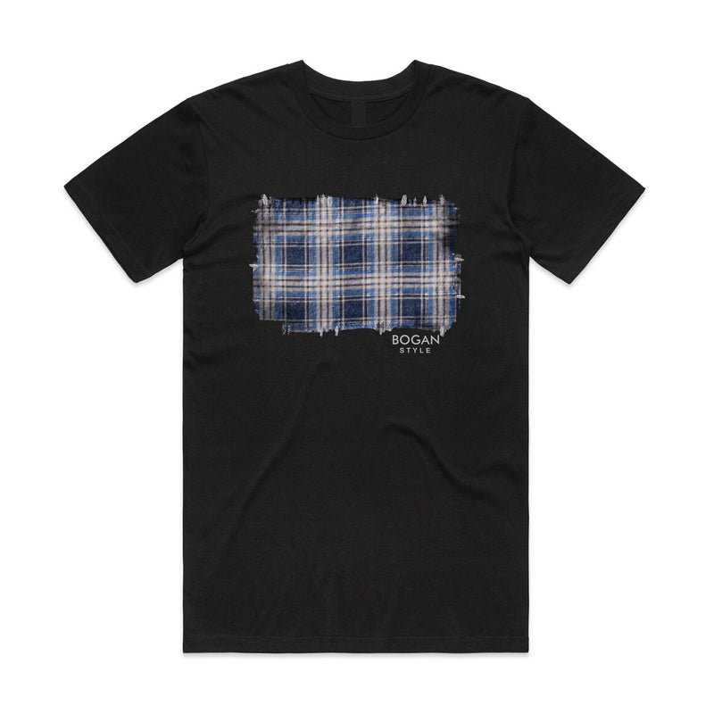 Black t shirt with flanno desig on front for women