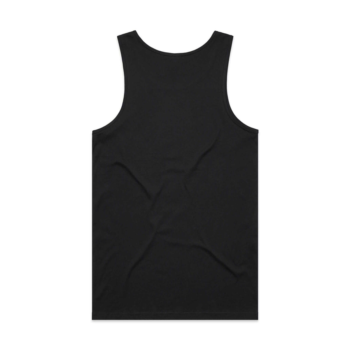 back view of men's black tank top