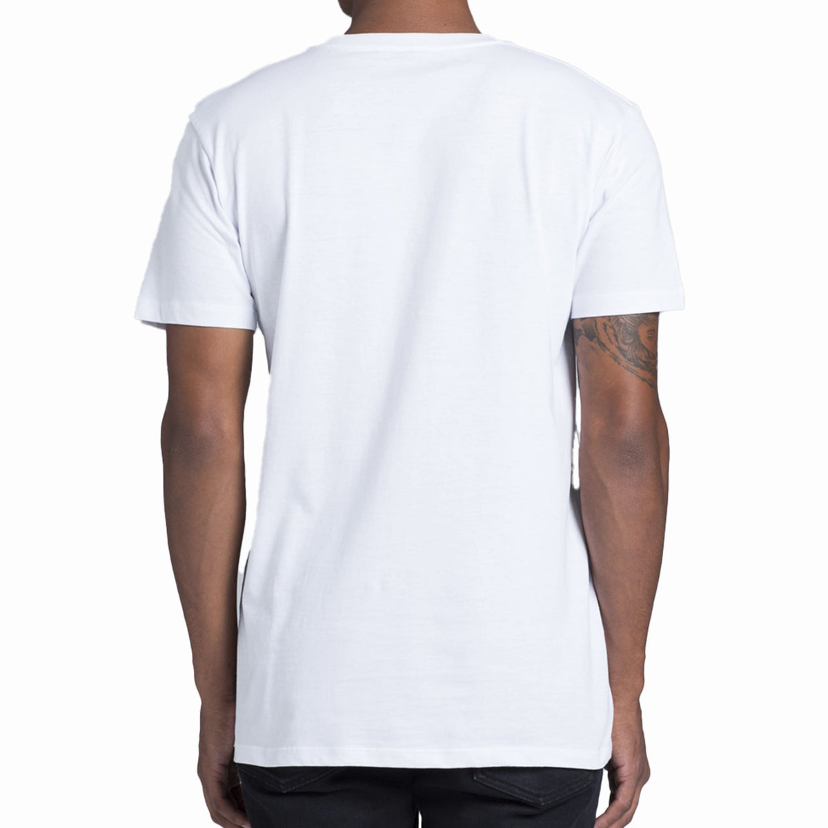 back view of white t shirt